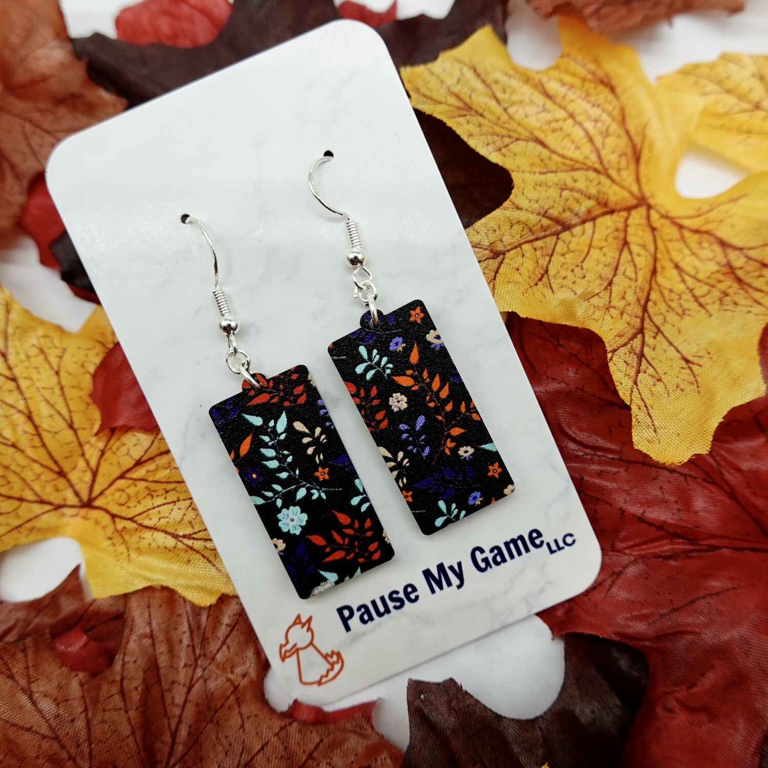 Black Fall Floral Earrings