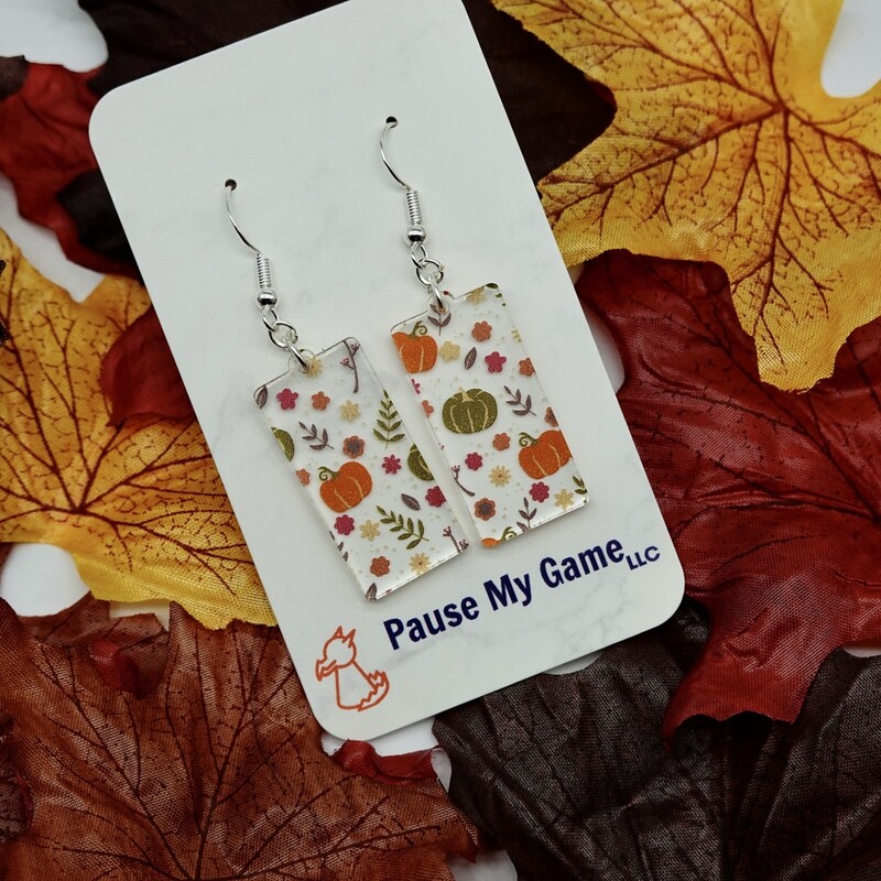Fall Pumpkin and Plants Earrings
