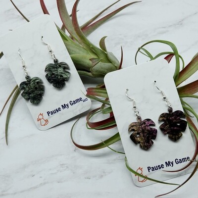 Monstera Leaf Earrings (Two Color Choices)