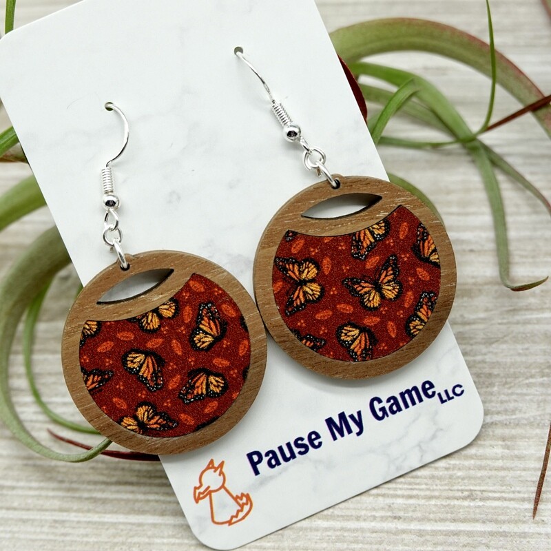 Monarch Butterfly Circular Earrings
