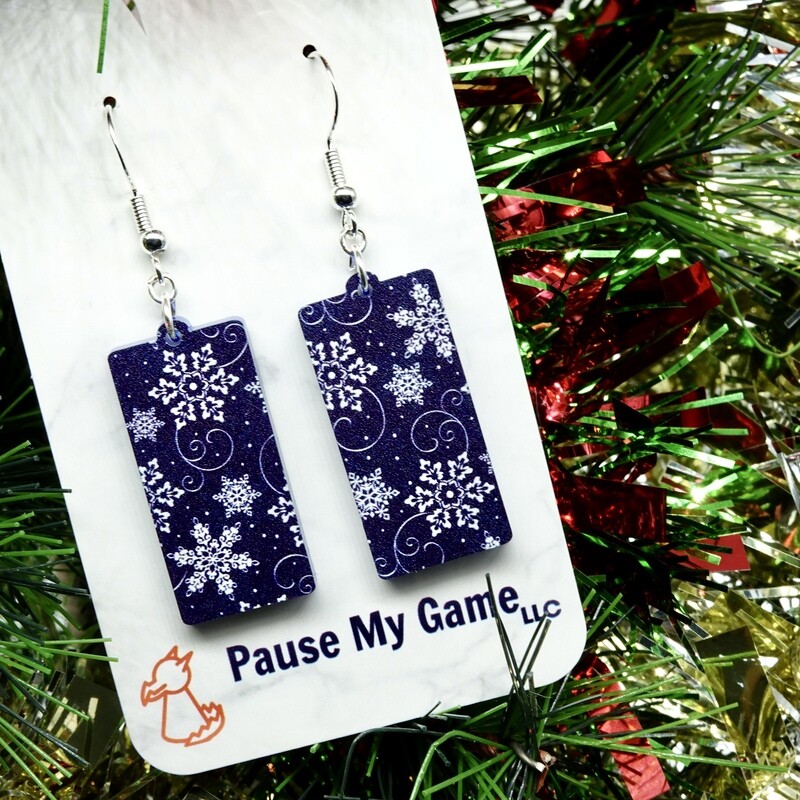 Blue Snowflake Swirl Acrylic Earrings