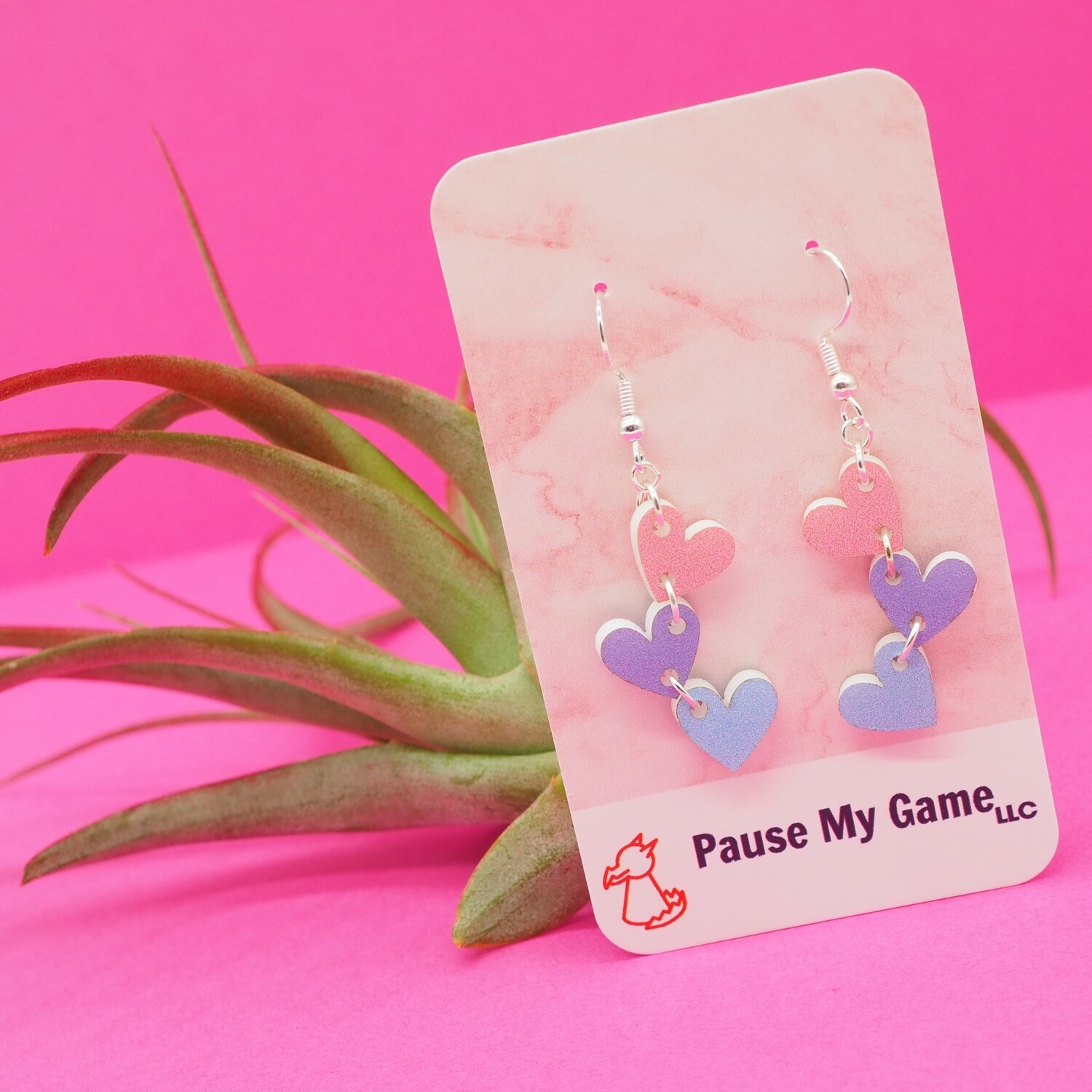 Triple Mini Hearts Earrings