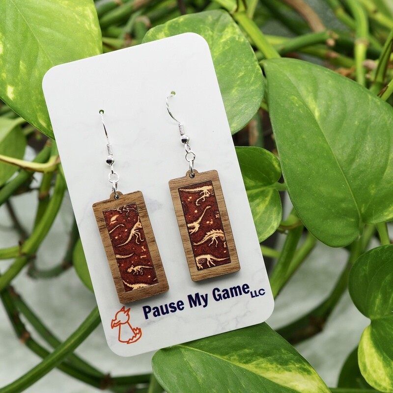 Dinosaur Fossil Framed Earrings