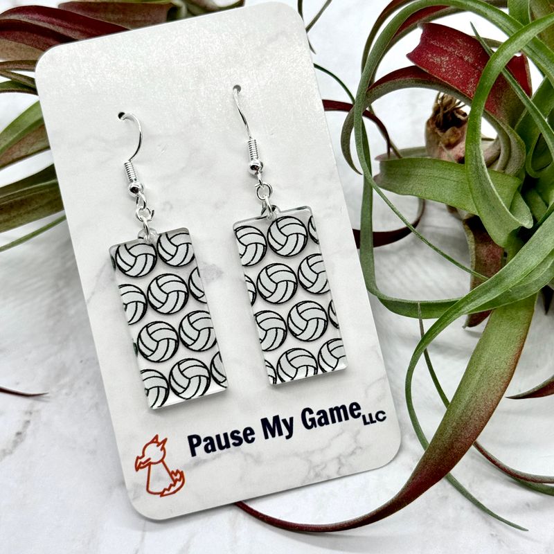 Volleyball Patterned Acrylic Earrings
