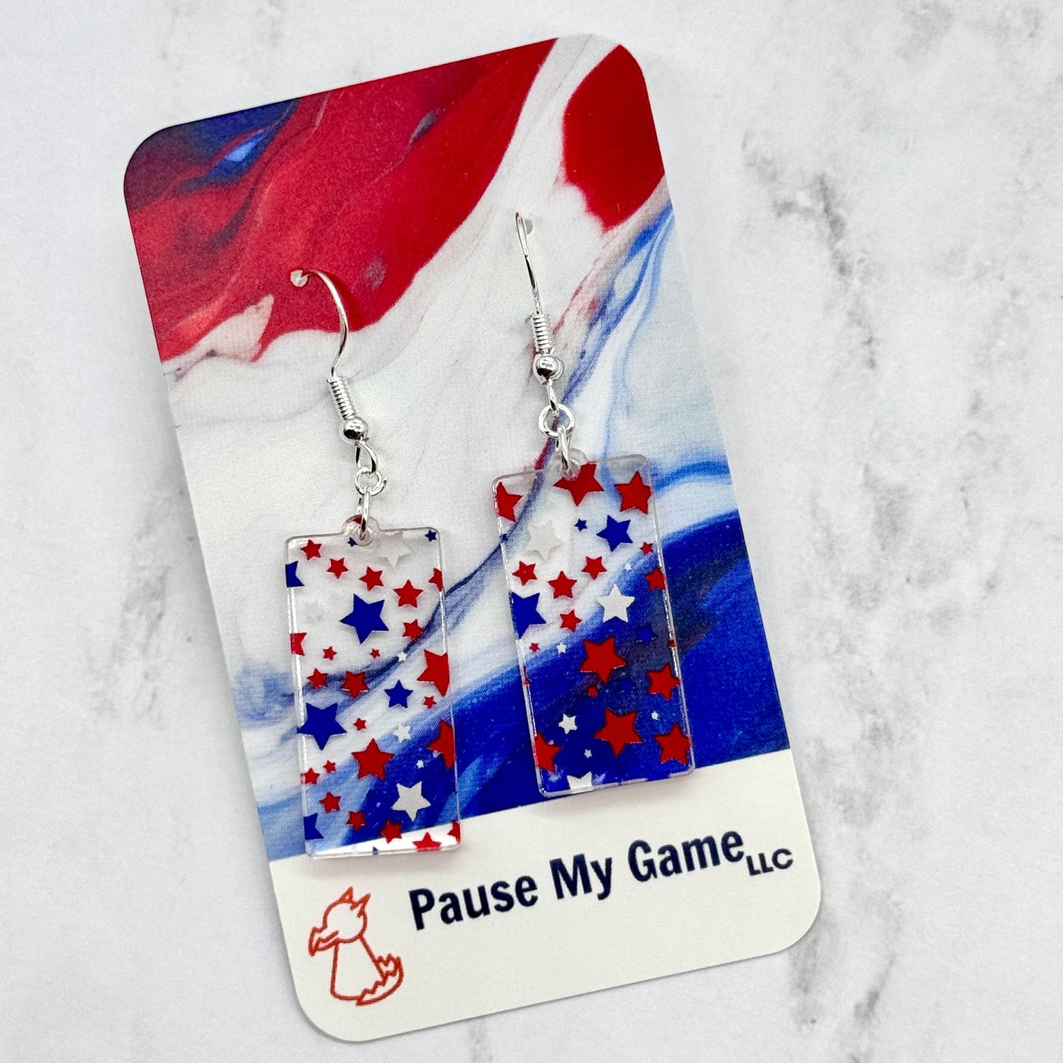 Fourth of July Patterned Stars Acrylic Earrings