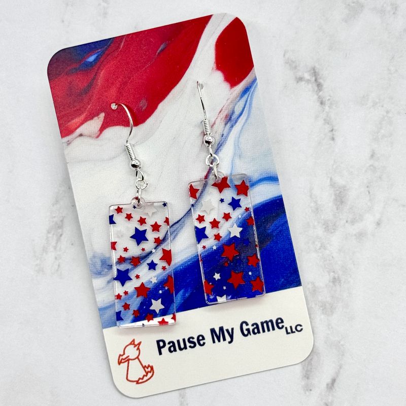 Fourth of July Patterned Stars Acrylic Earrings