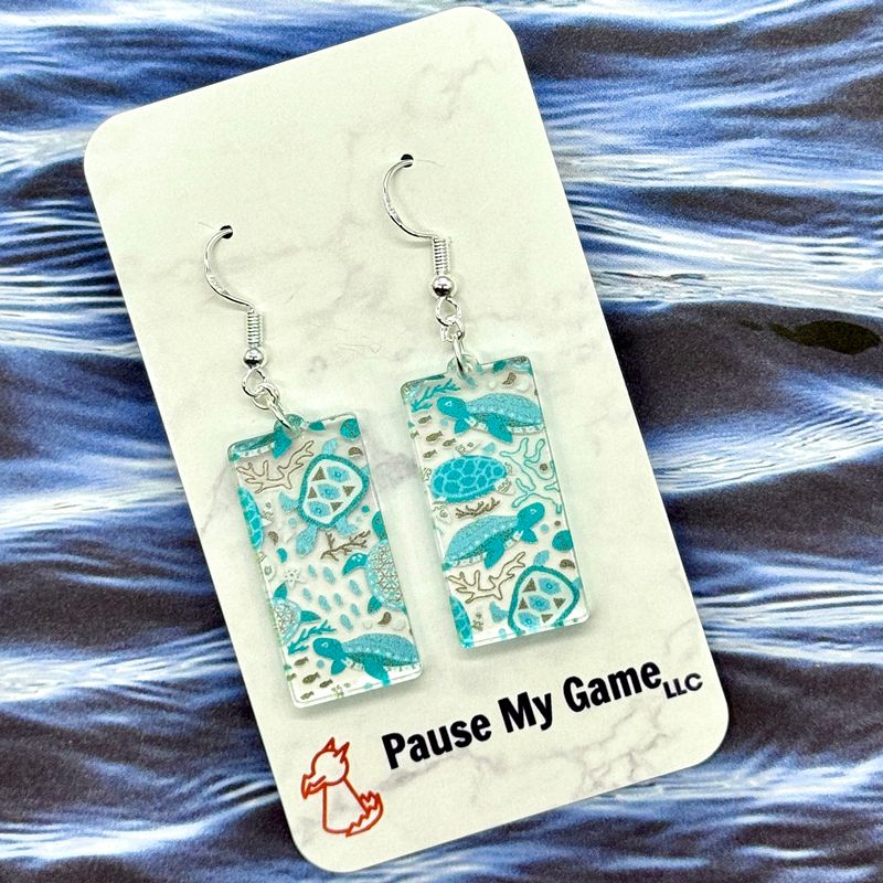 Sea Turtle Patterned Acrylic Earrings