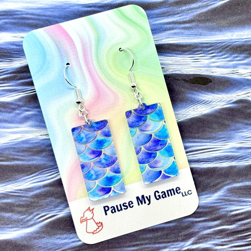Mermaid Scales Patterned Acrylic Earrings