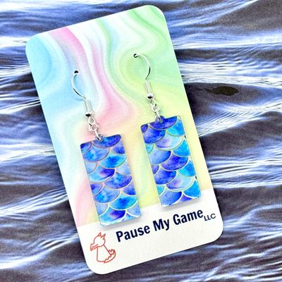 Mermaid Scales Patterned Acrylic Earrings