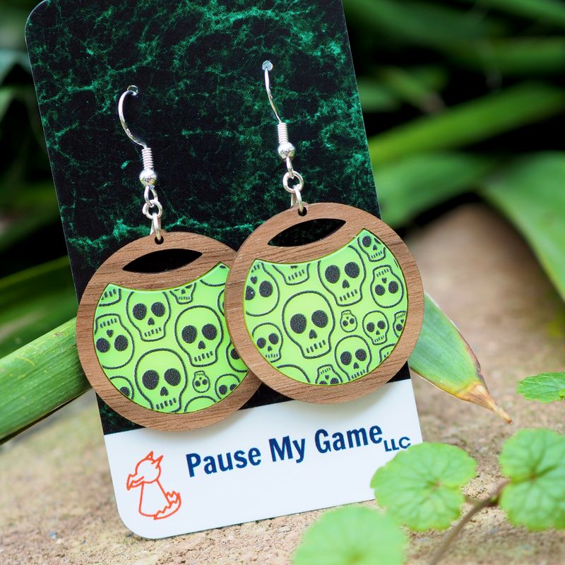 Neon Green Skull Earrings