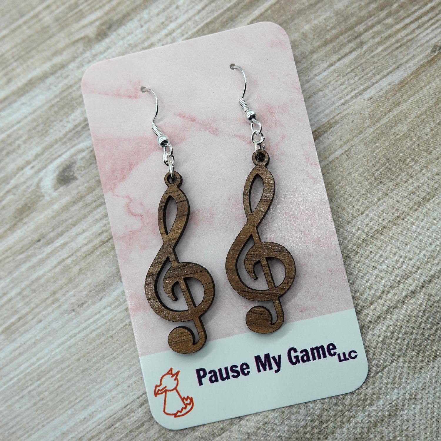 Treble Clef Wooden Earrings