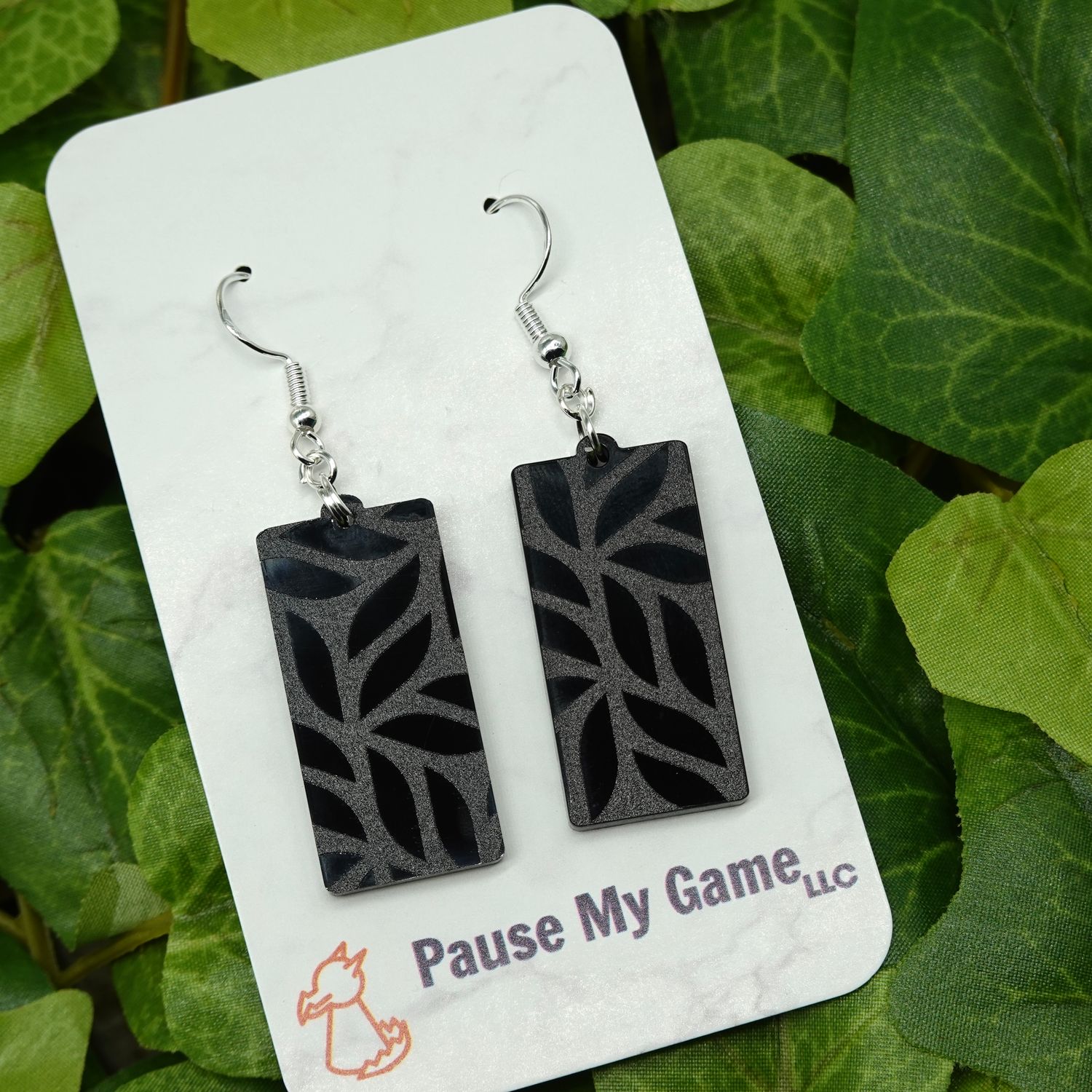 Black Leaves Acrylic Earrings