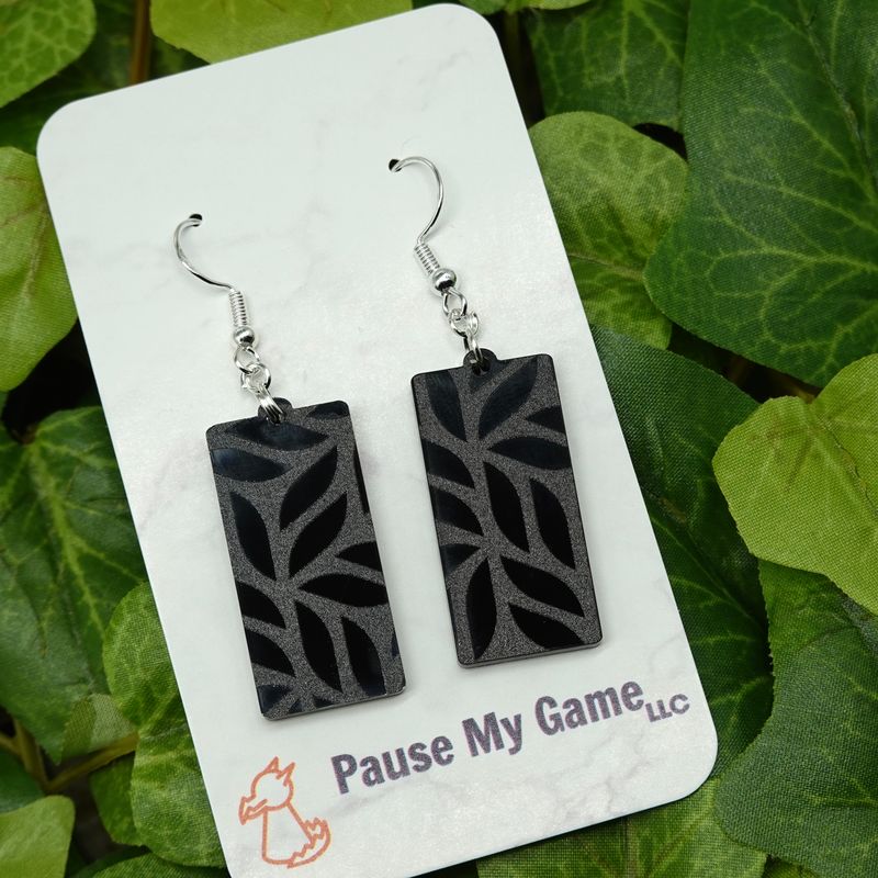 Black Leaves Acrylic Earrings