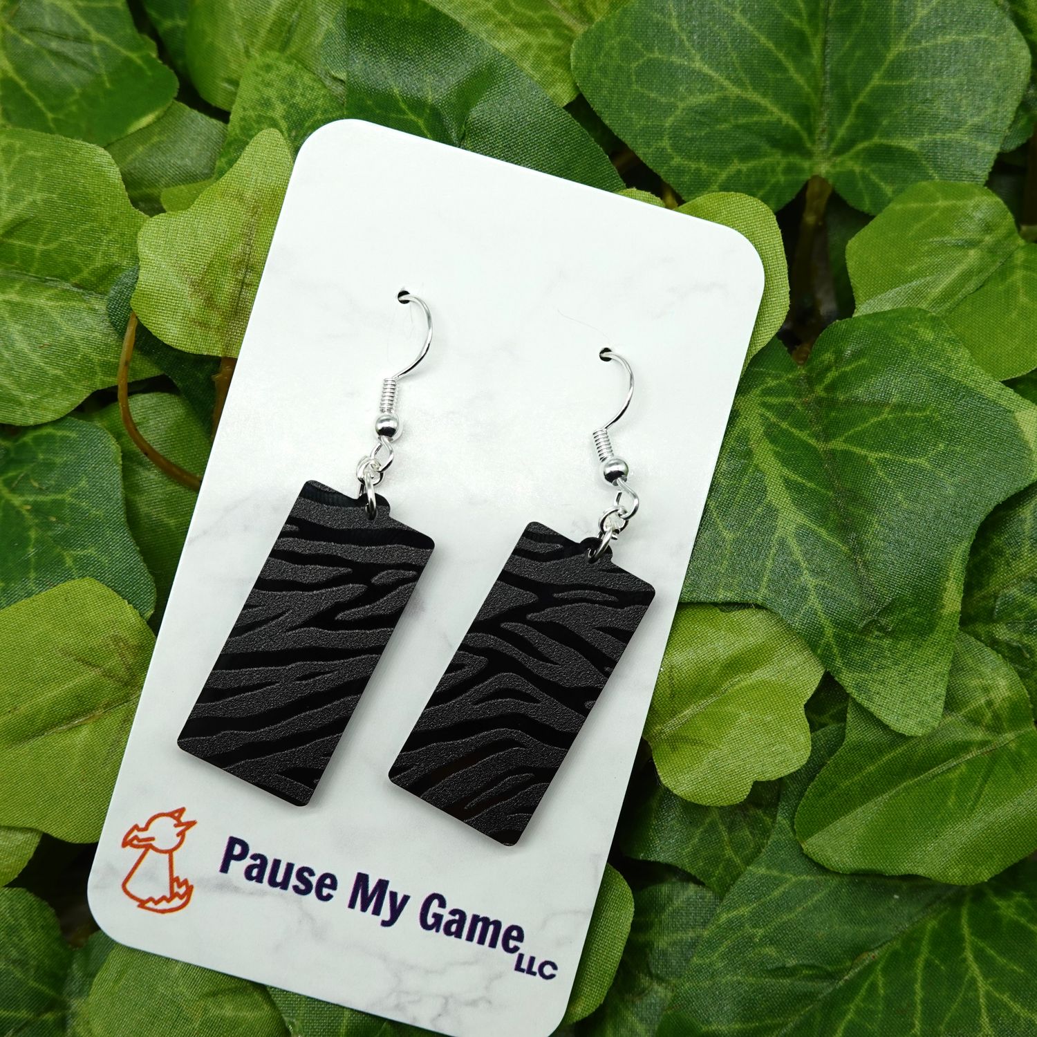 Black Zebra Stripes Acrylic Earrings