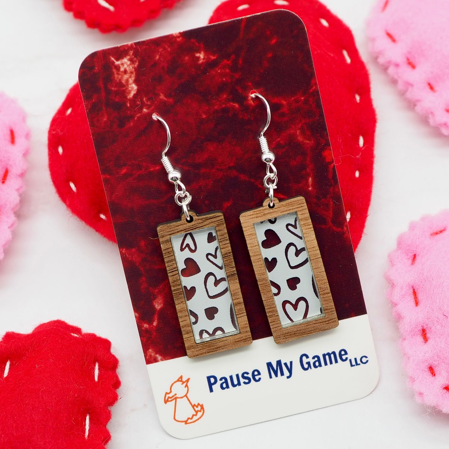Scattered Hearts Framed Earrings