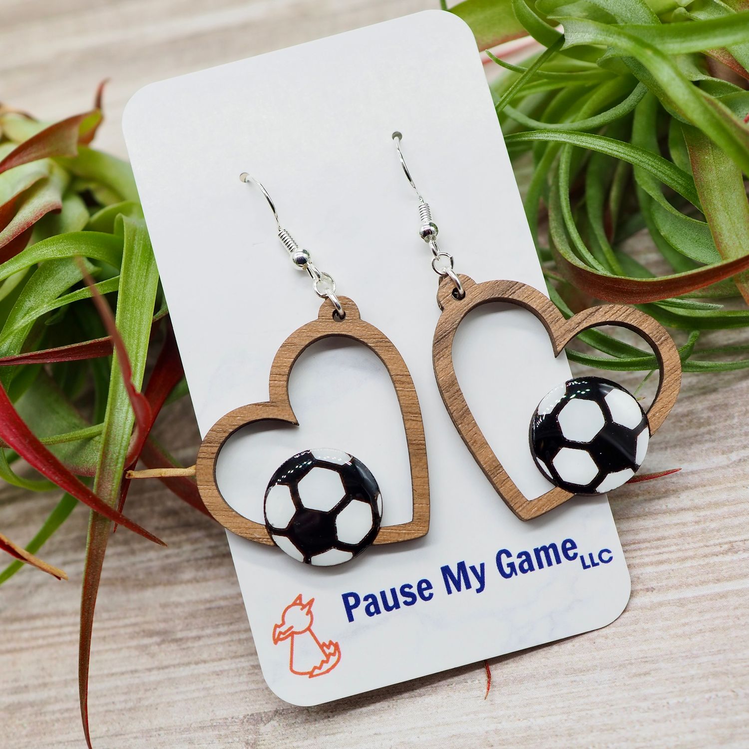 Painted Soccer Ball Earrings