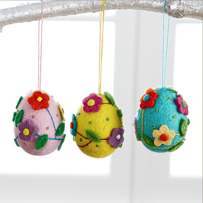Fair Trade Colourful handmade Felted Egg Ornaments