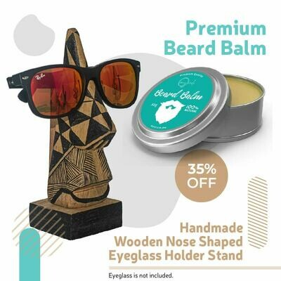 Gift box For Him, Premium Beard Balm and Handmade
Wooden Nose Shaped Eyeglass Holder Stand