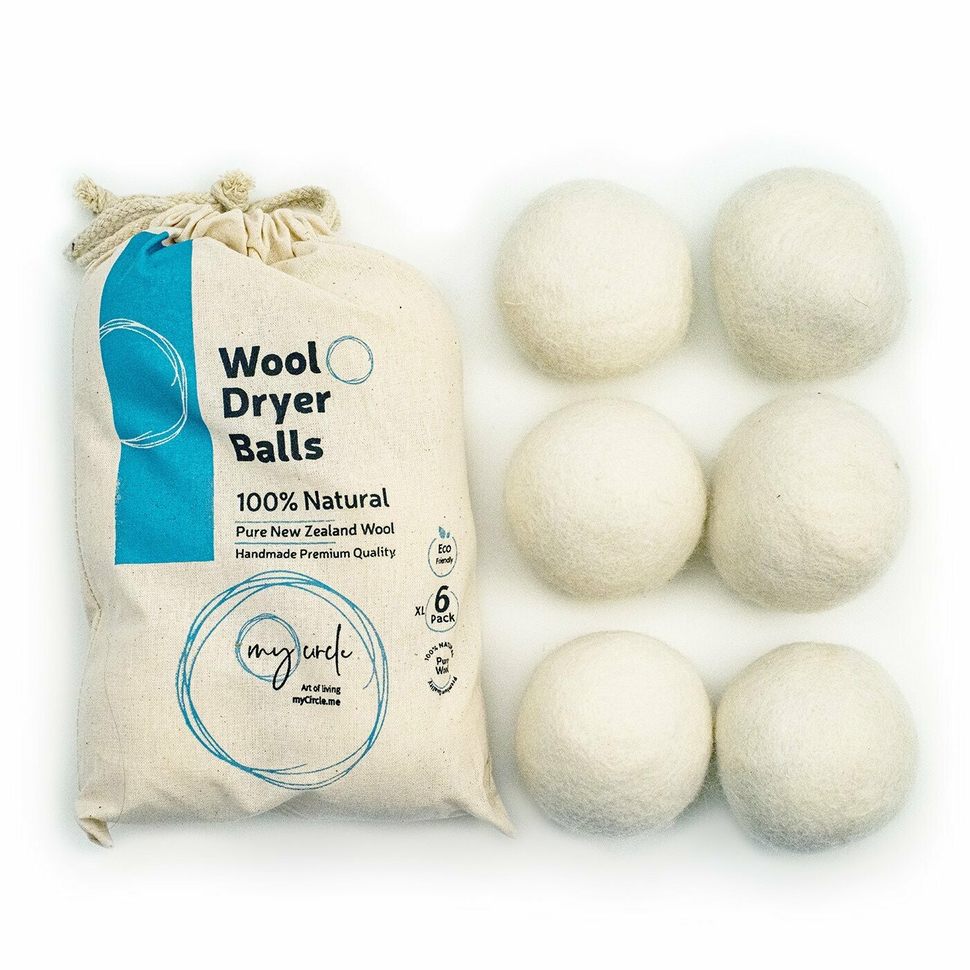 Handmade with NZ wool 3 pack Eco-friendly & Reuseable Organic Wool Dryer Balls 