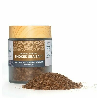 Natural, Hickory Smoked Sea Salt, Organic, Kosher, Chemical and Pesticide Free, 60g