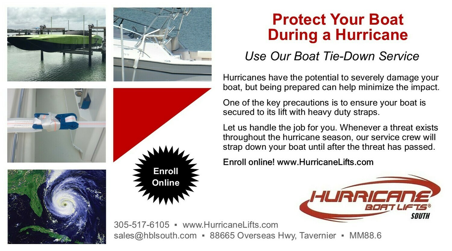Hurricane Boat Lift Tie-Down Service - $299.00