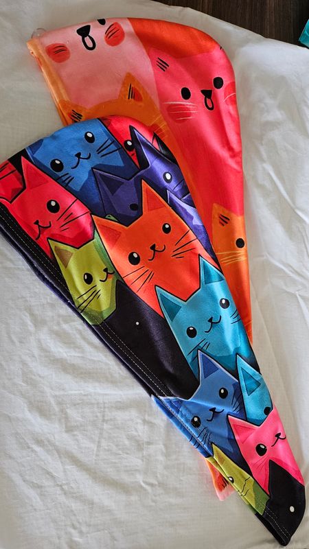 Microfibre Hair Wrap - Orange Cats