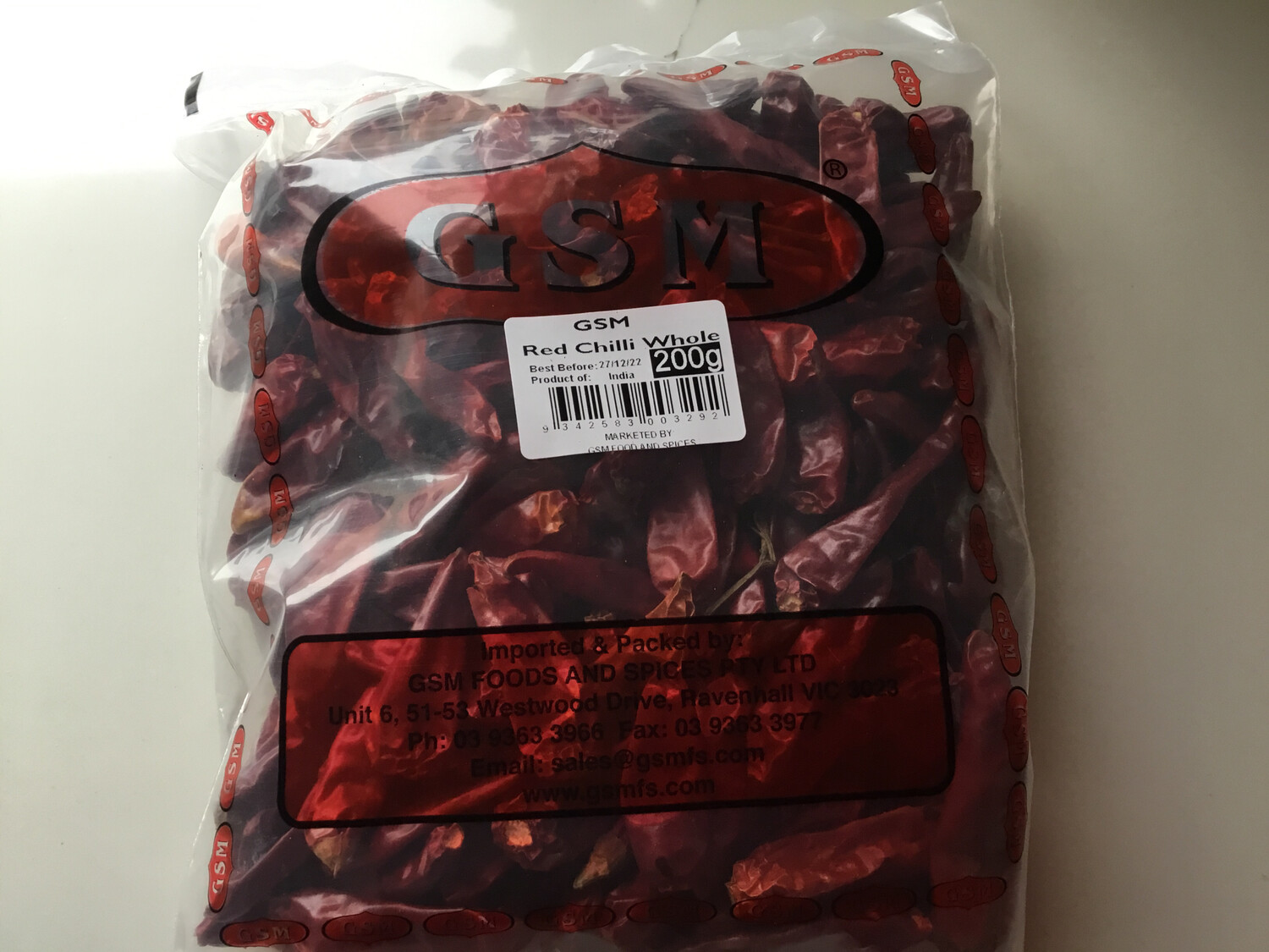 GSM RED CHILLI WHOLE 200 GMS