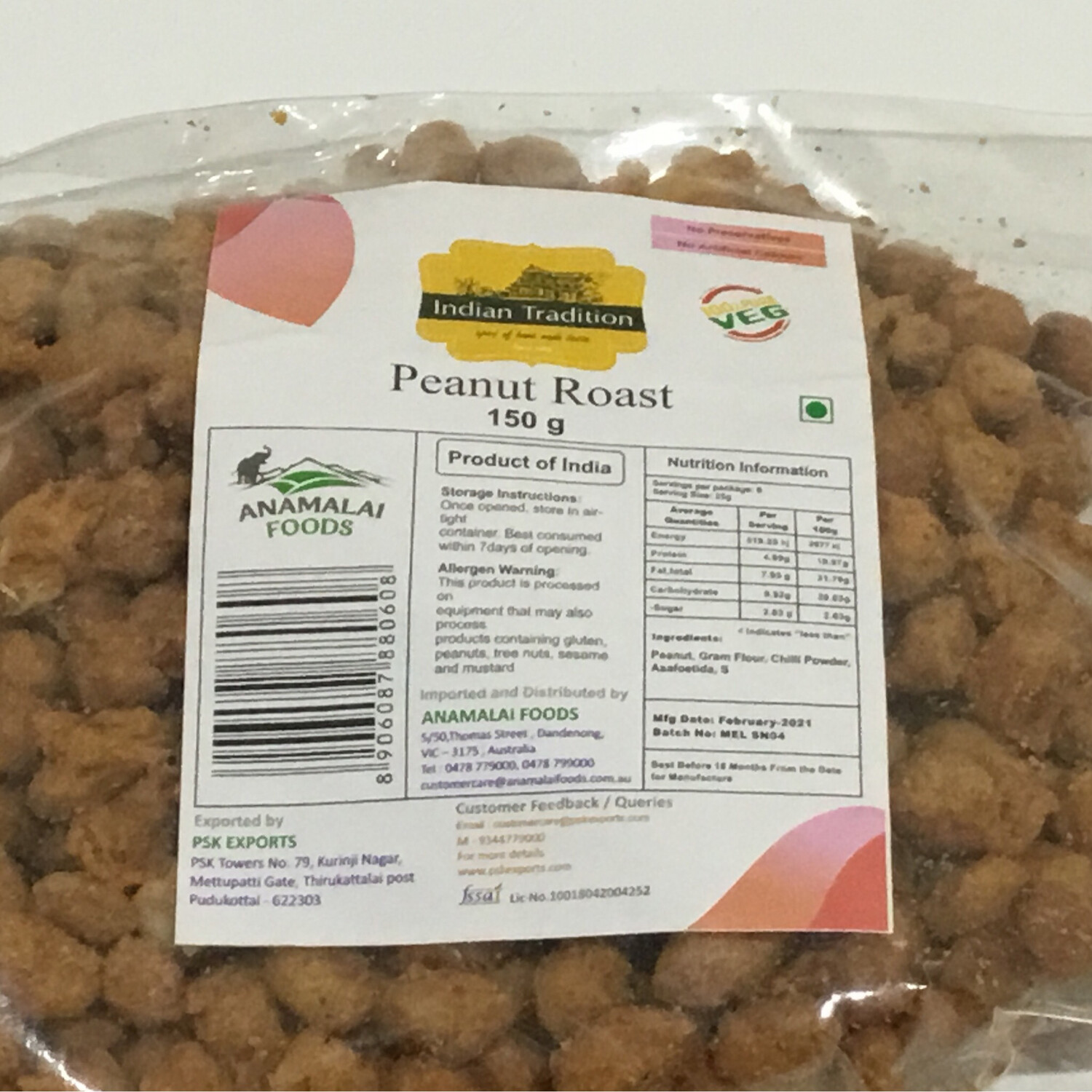 INDIAN TRADITION PEANUT ROASTED 150 GMS