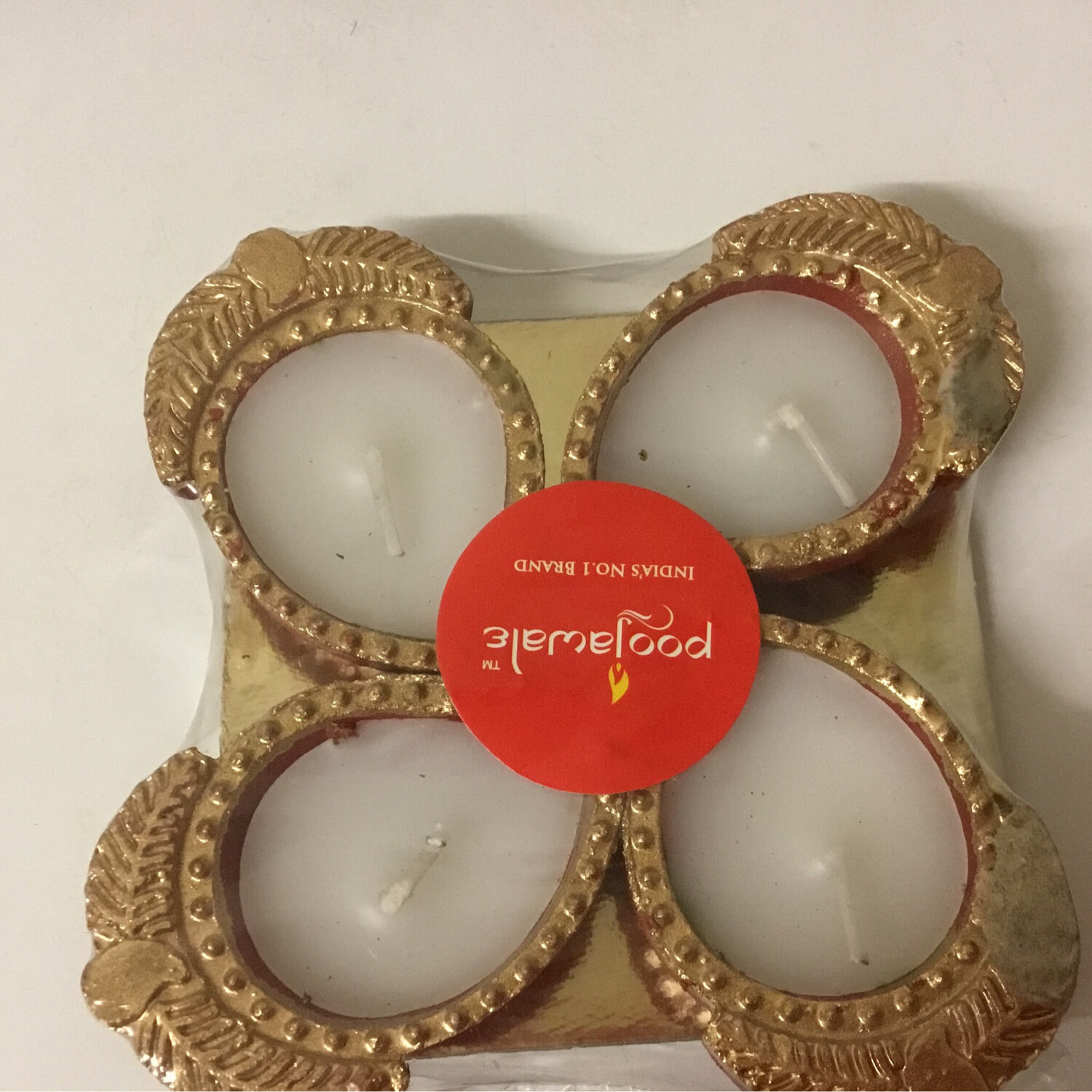 PAAN FANCY DIYAS WITH WAX (4 PCS)-RED COLOR