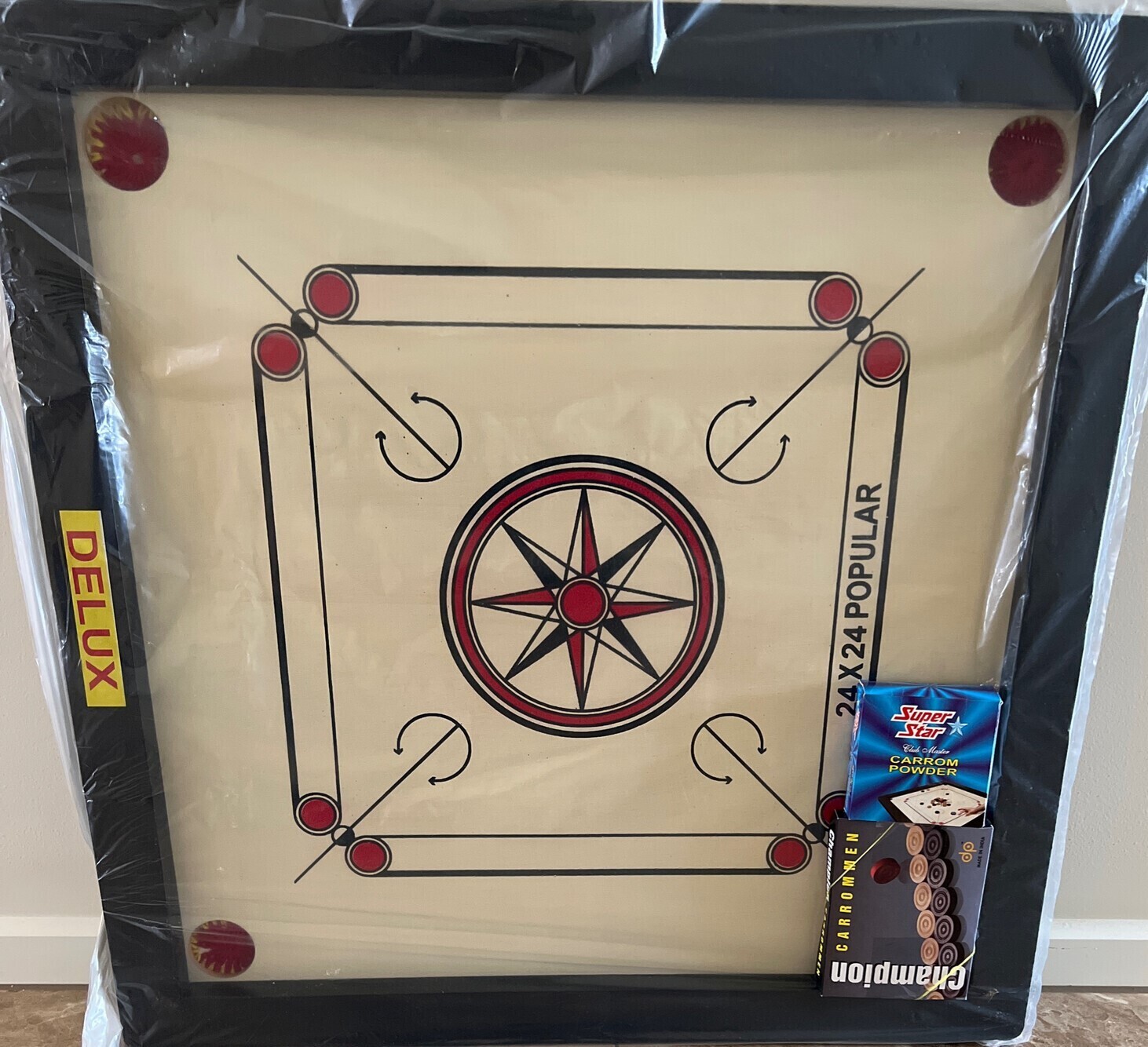 CARROM BOARD 24*24 (WITH POWDER AND COINS)