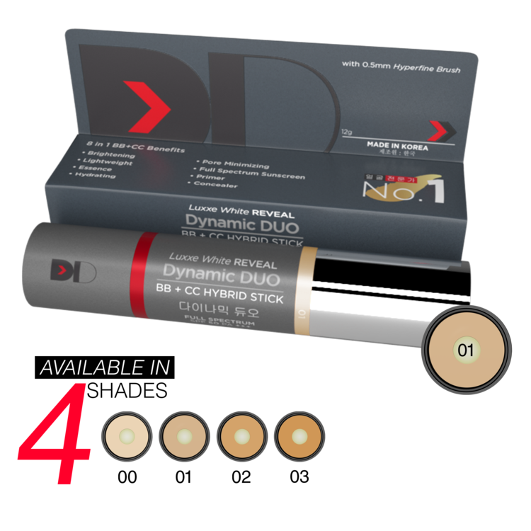 Luxxe White Reveal Dynamic Duo BB + CC Hybrid Stick - SPF50 PA+++ Shade 01