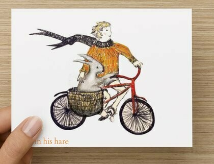 &#39;With the wind in his hare&#39; -  GREETING CARD