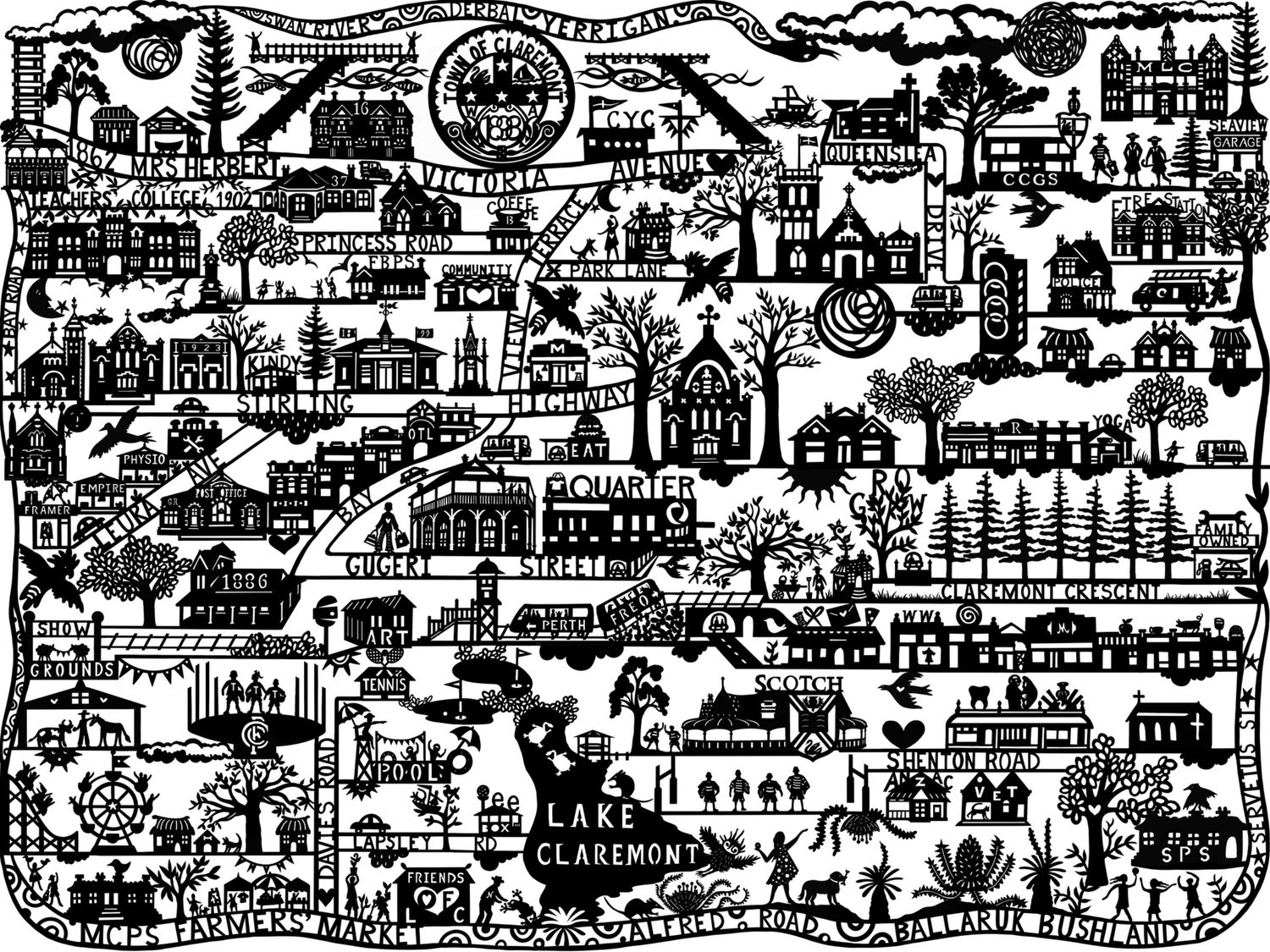 Claremont Cartography- archive paper cutting