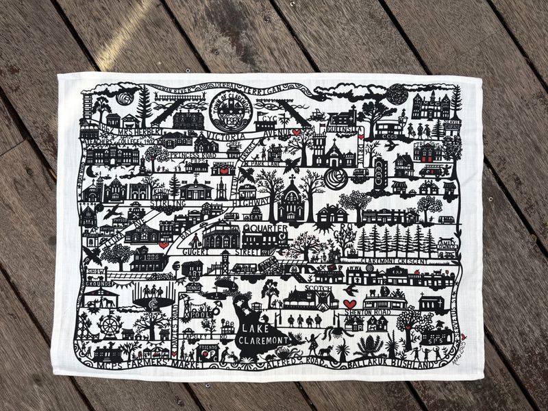 Claremont Cartography Tea Towel