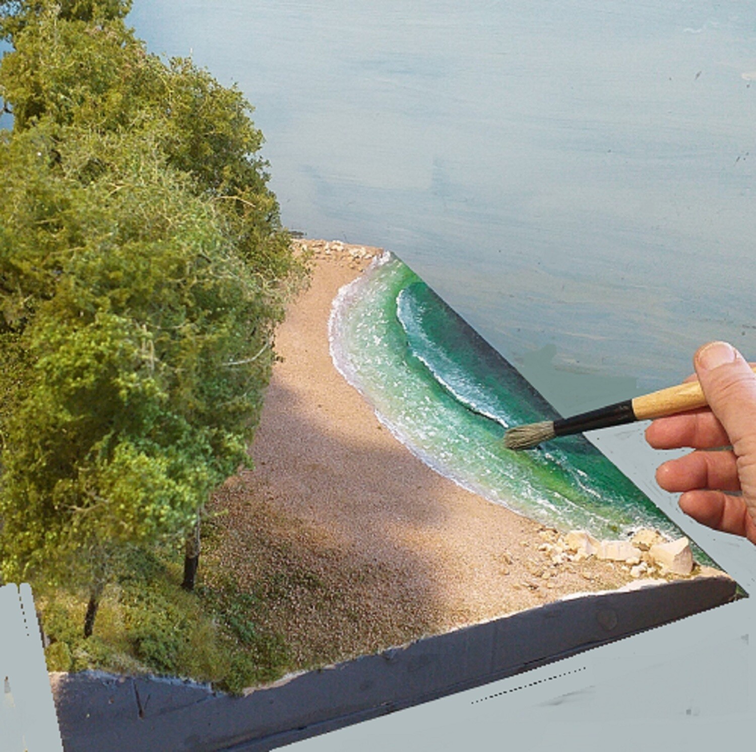 Seashore, beach, forest diorama
