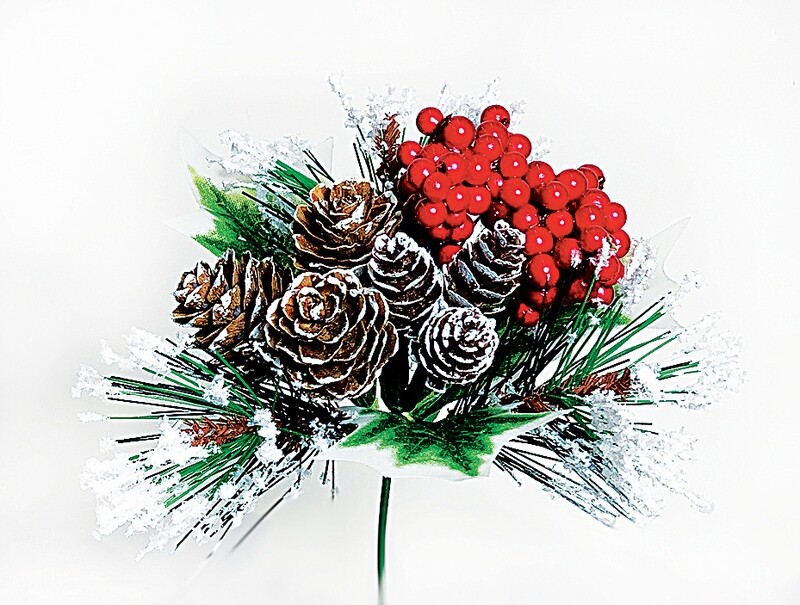 ​XP5538 - Berry cluster pine cone mix pick (sold by the dozen)