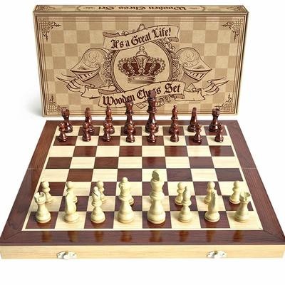 Universal/Standard Wooden Chess Board Game Set 
Handcrafted Wood Game Pieces
15-inch Board and with Magnet Closure