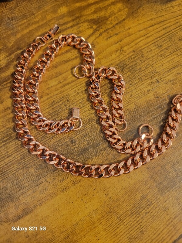 Copper Cuban link chain 12mm
