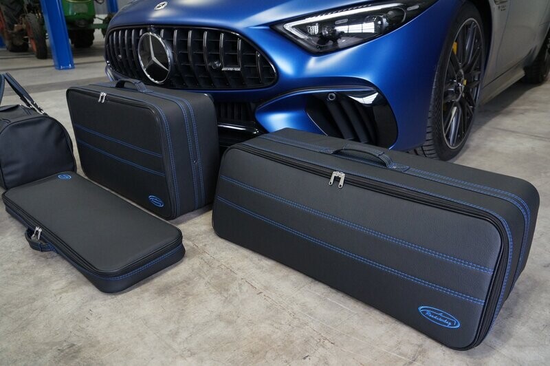 Roadsterbag  Mercedes SL R232 leather with blue stitching (3-pcs)