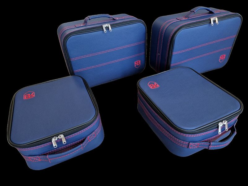 Roadsterbag Porsche 991 backseat luggage set (Kobalt leather) + red stitching