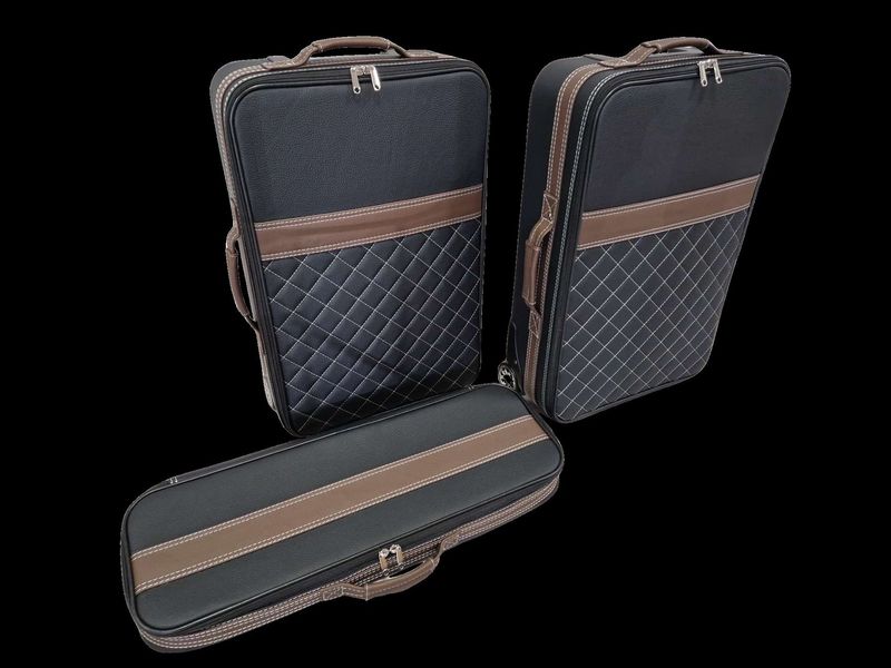 Roadsterbag Porsche 992 luggage set (also GTS/GT3) (Nero leather) + Diamond Stitching