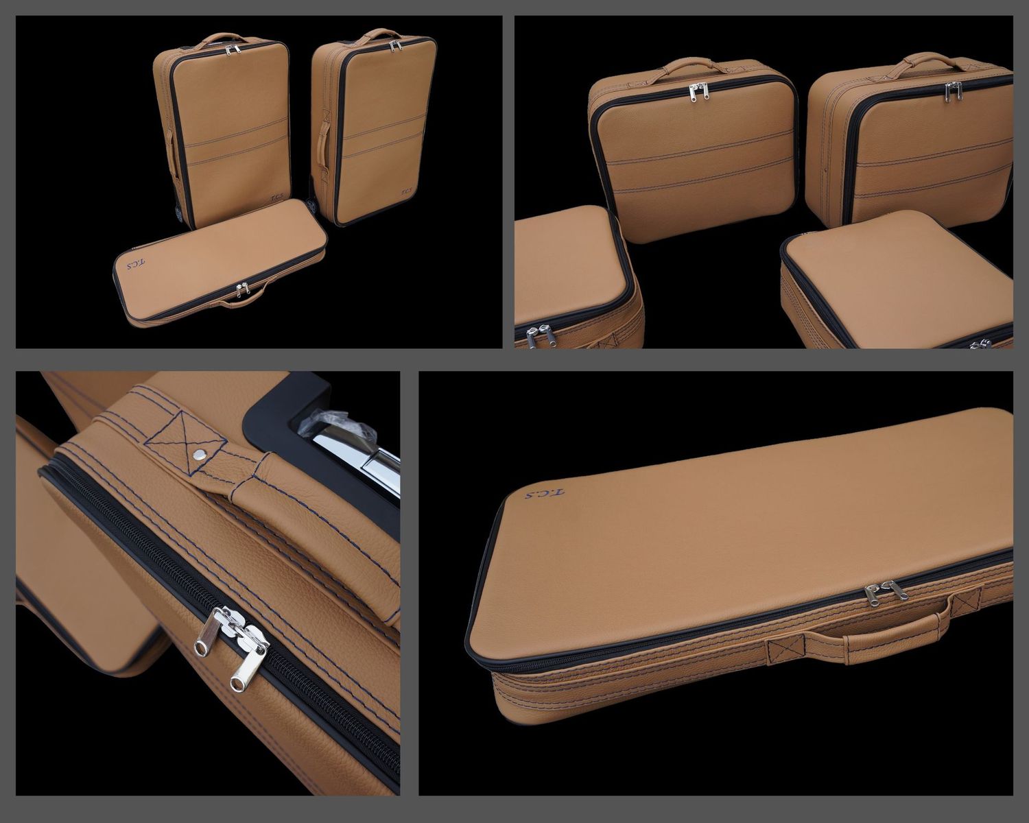 Roadsterbag Porsche 992 luggage set (also GTS/GT3) (Camel leather) (8-pcs)