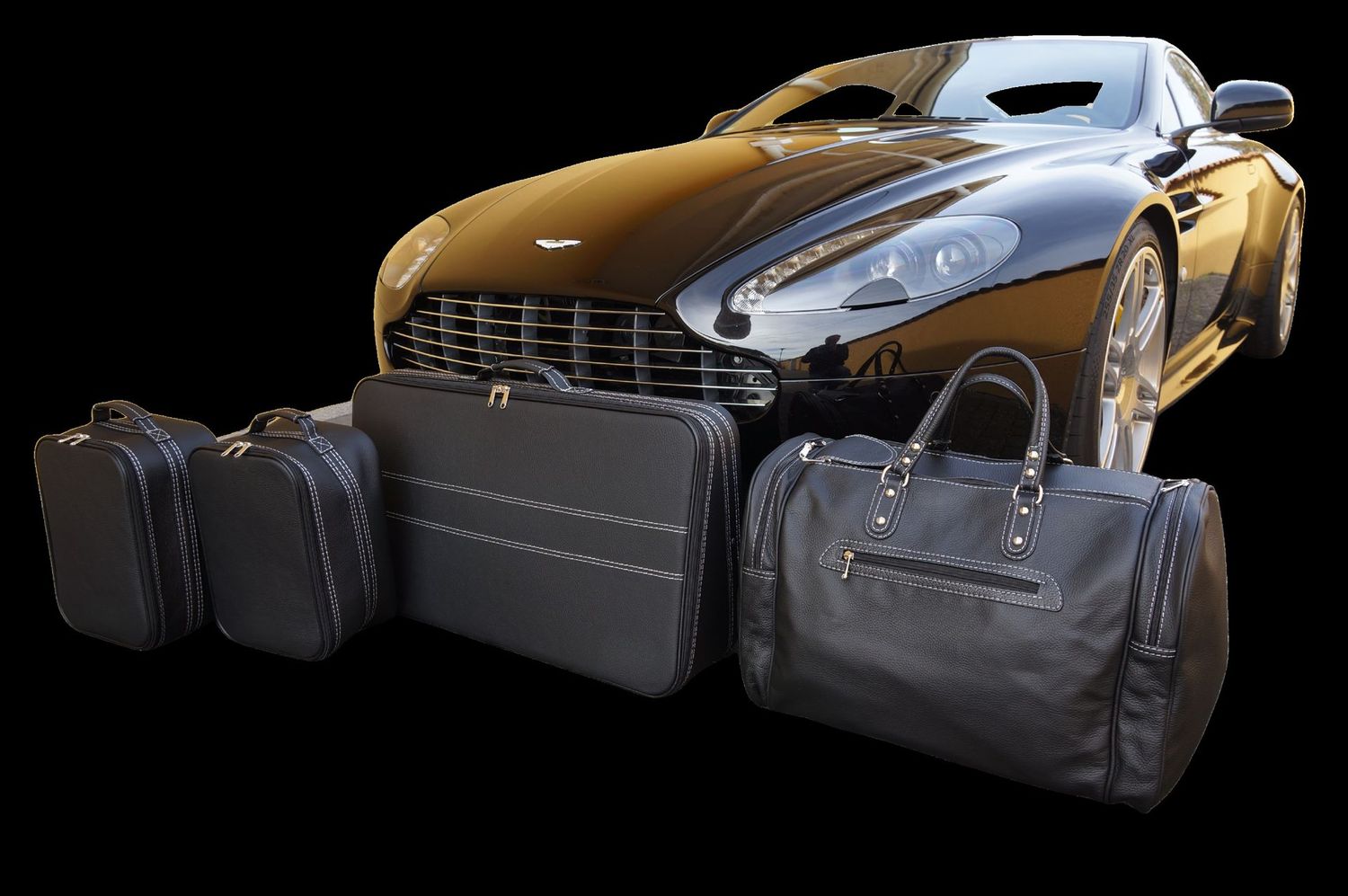 Roadsterbag luggage set Aston Martin V12 Vantage Coupe (2010-2013) Black Leather 4-pcs Roadsterbag luggage set Aston Martin V12 Vantage Coupe (2010-2013) Black Leather 4-pcs