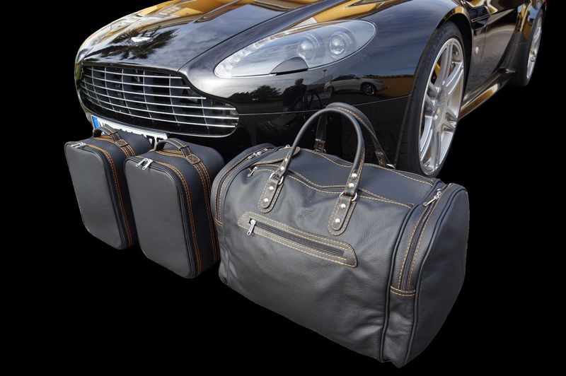 Roadsterbag luggage set Aston Martin V8 Vantage Volante (2011-2018) Black Leather 3-pcs