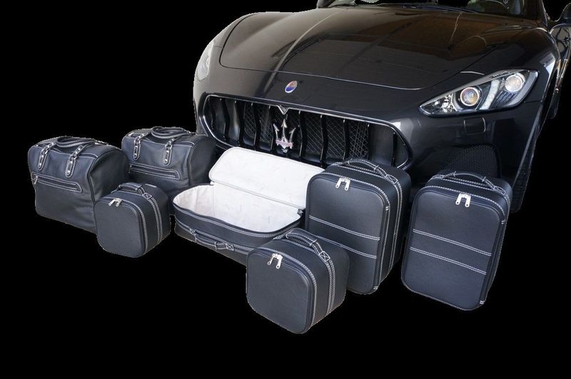 Roadsterbag luggage set Maserati GranCabrio 2010-2019 Silverwhite stitching (7-pcs)