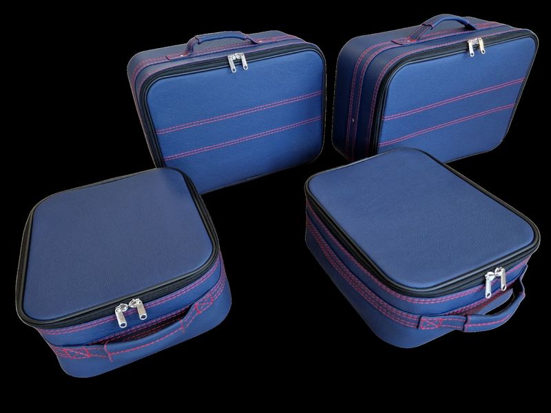 Roadsterbag luggage set Porsche 992 backseat (Kobalt leather) + red stitching