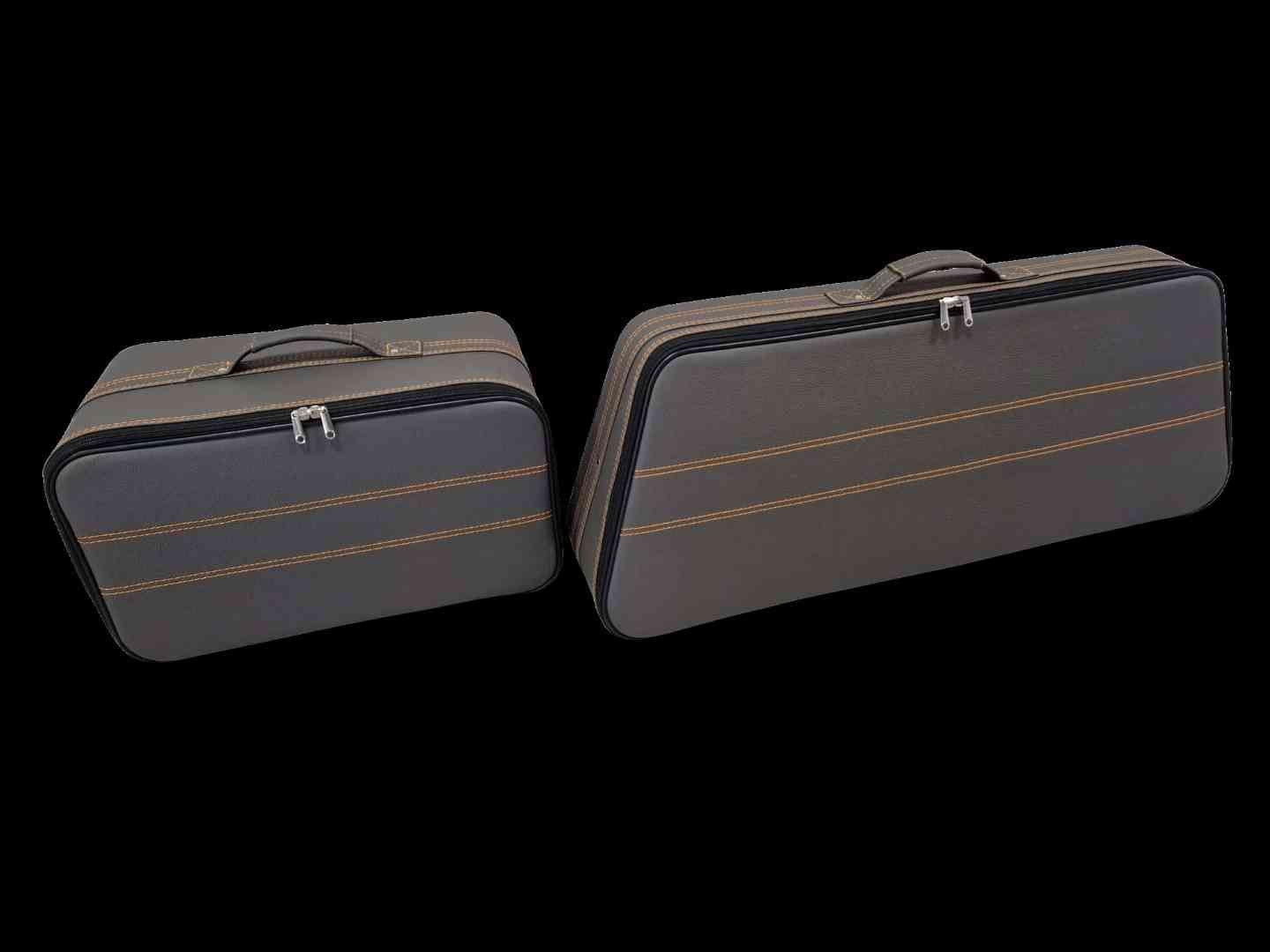 Roadsterbag luggage set Audi R8 Spyder from 2015- Antracite Leather + Orange seams (2-pcs)