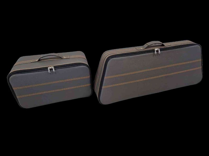 Roadsterbag luggage set Audi R8 Spyder from 2015- Antracite Leather + Orange seams (2-pcs)