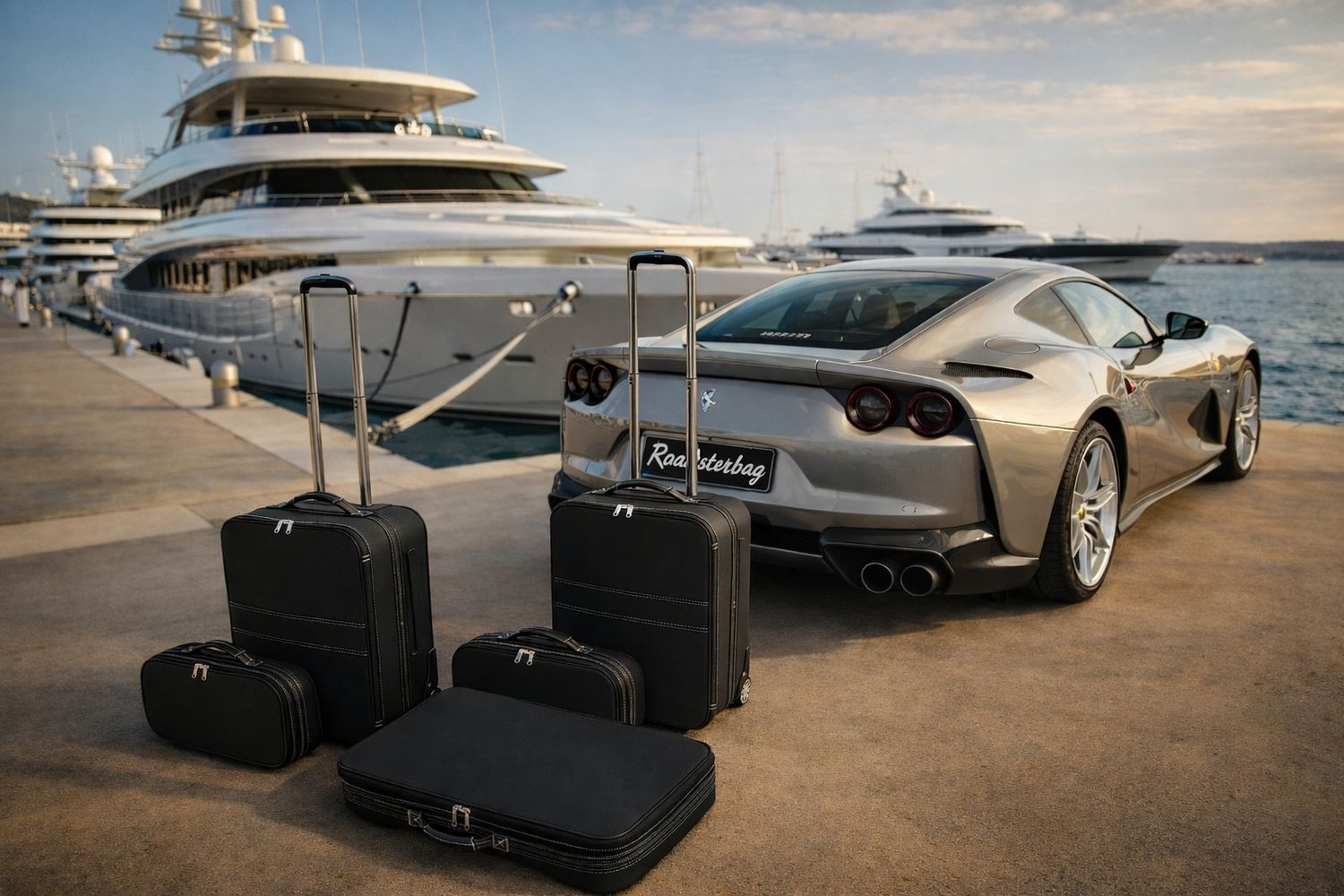 Roadsterbag luggage set Ferrari 812 Superfast + Silverwhite seams (5-pcs)