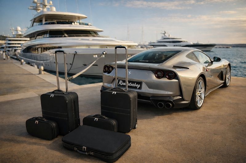 Roadsterbag luggage set Ferrari 812 Superfast + Silverwhite seams (5-pcs)